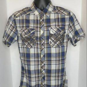 Buckle Black Men's Pearl Snap Shirt Medium